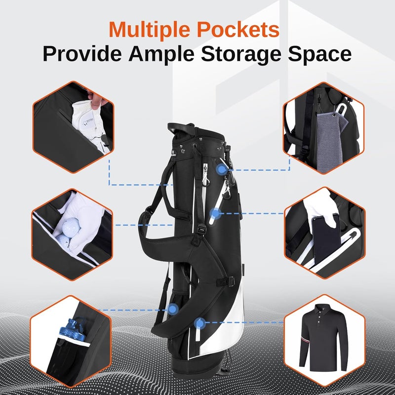Full Choice Lightweight Golf Stand Bag, 4-Way Full-Length Dividers, Holds Up to 10 Clubs, 3.7 lbs Golf Bag with Dual Straps & Stand for Driving Range, Par 3, and Standard Courses - Image 5